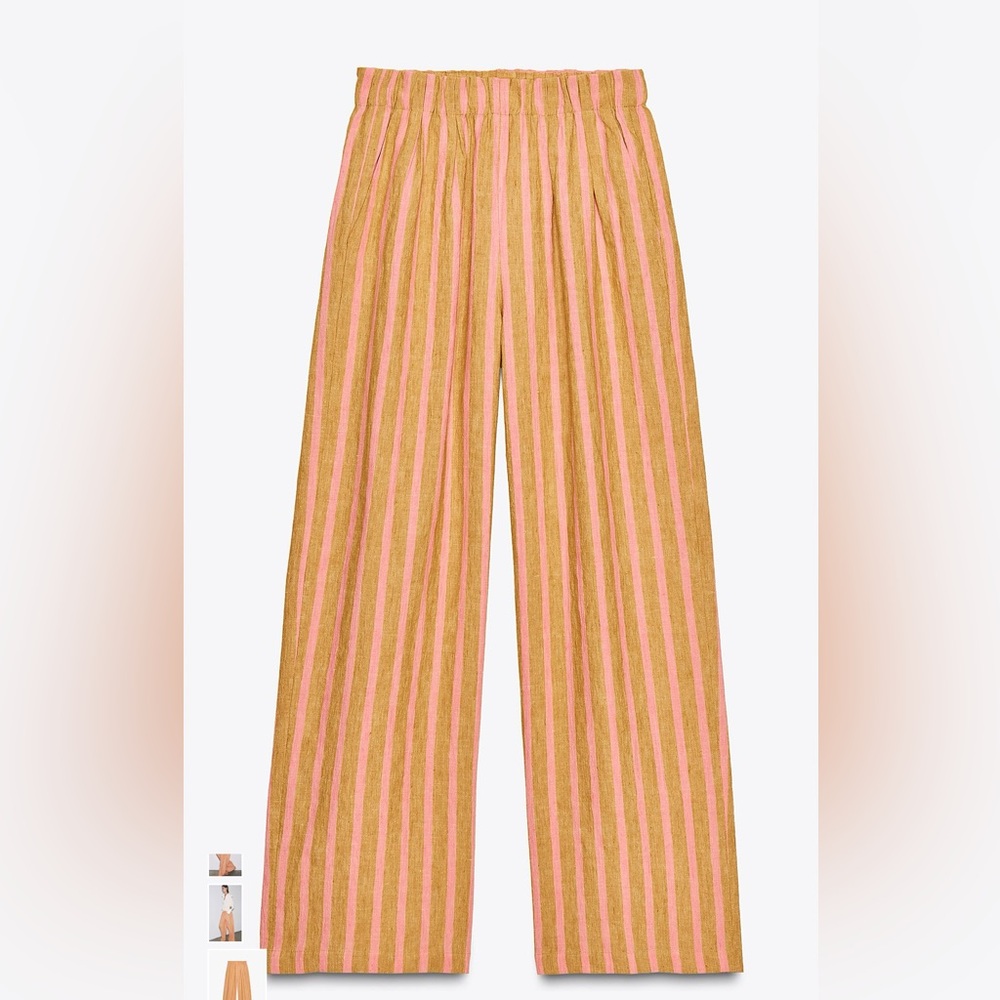 Zara Pink and Tan Striped Trousers
